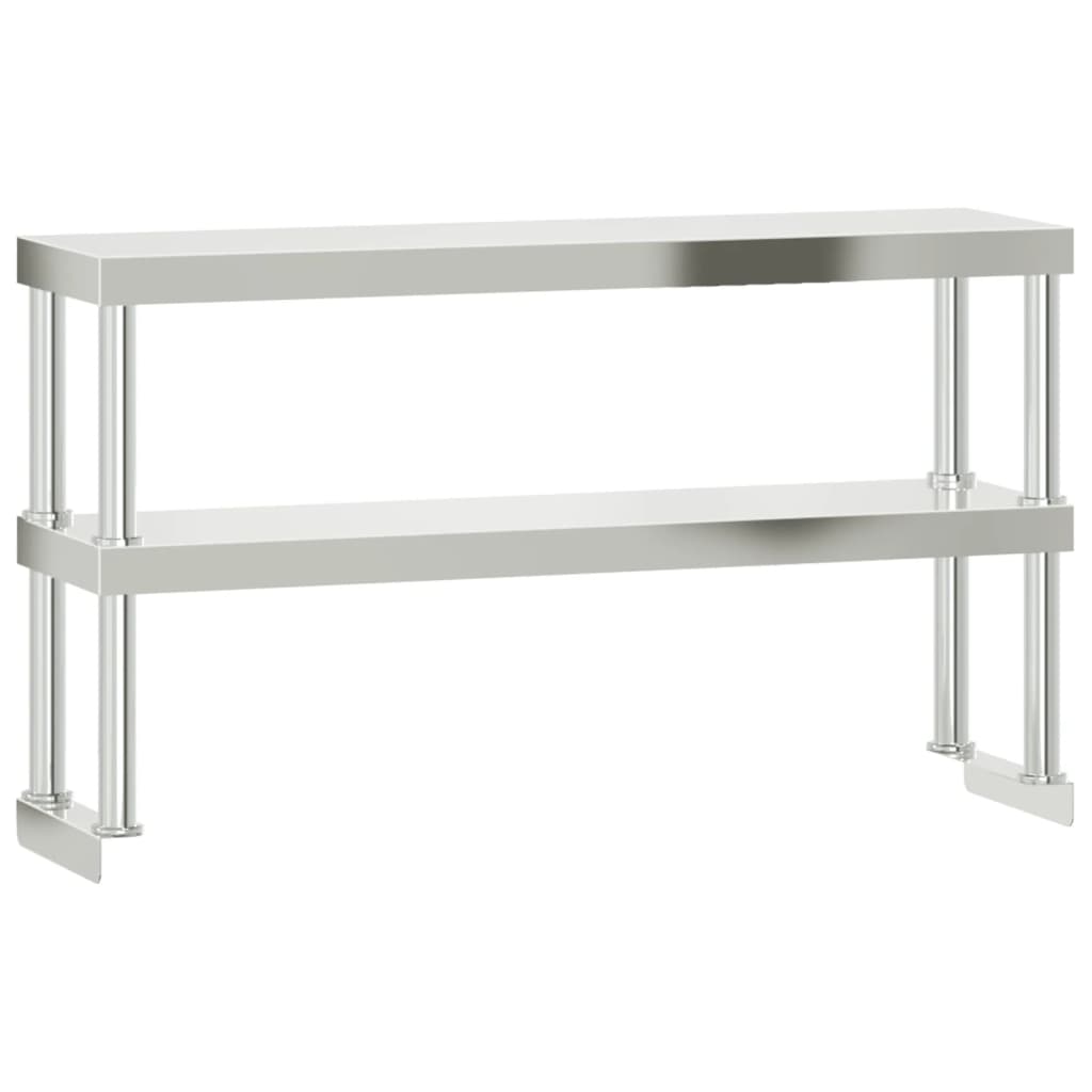 køkkenbord med tophylde 110x55x150 cm rustfrit stål