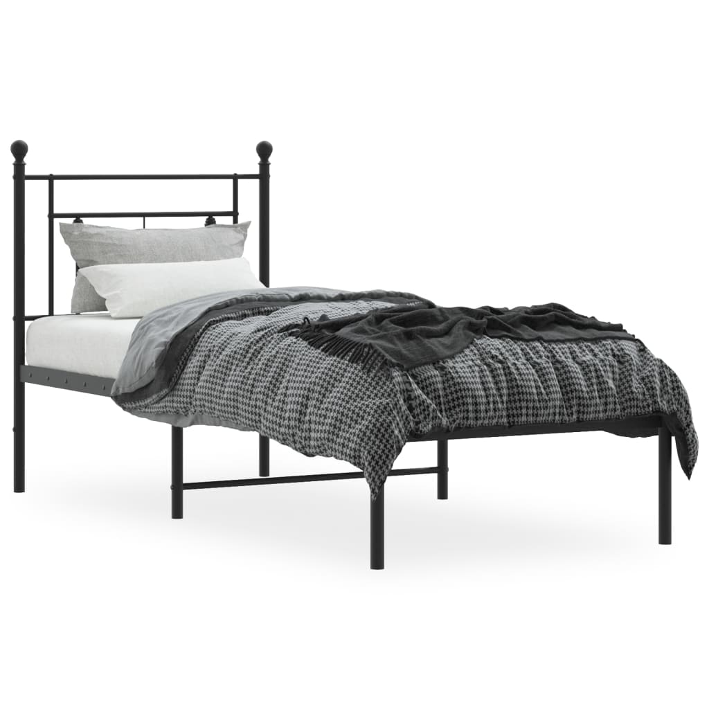 sengeramme med sengegavl 80x200 cm metal sort