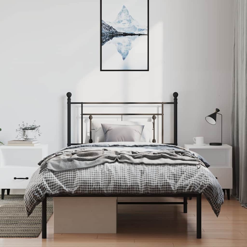 sengeramme med sengegavl 100x200 cm metal sort