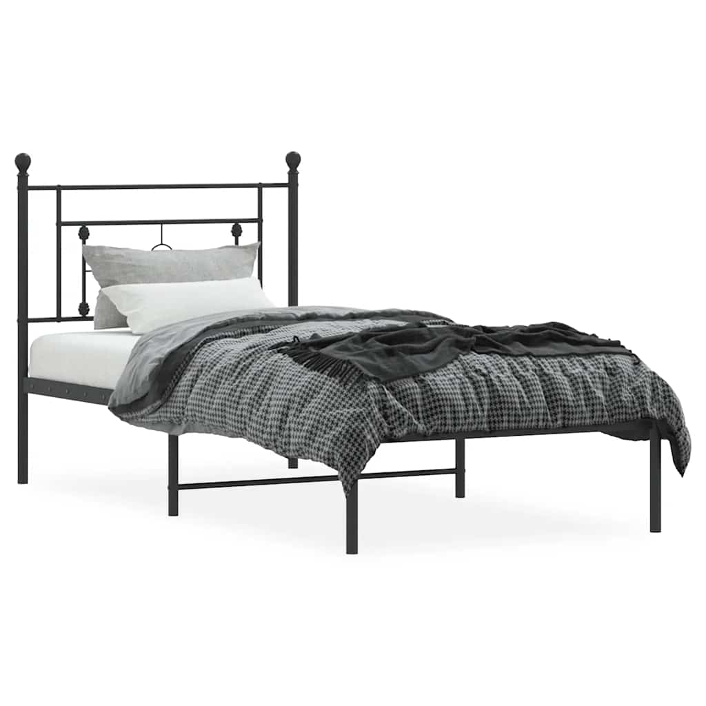 sengeramme med sengegavl 100x200 cm metal sort