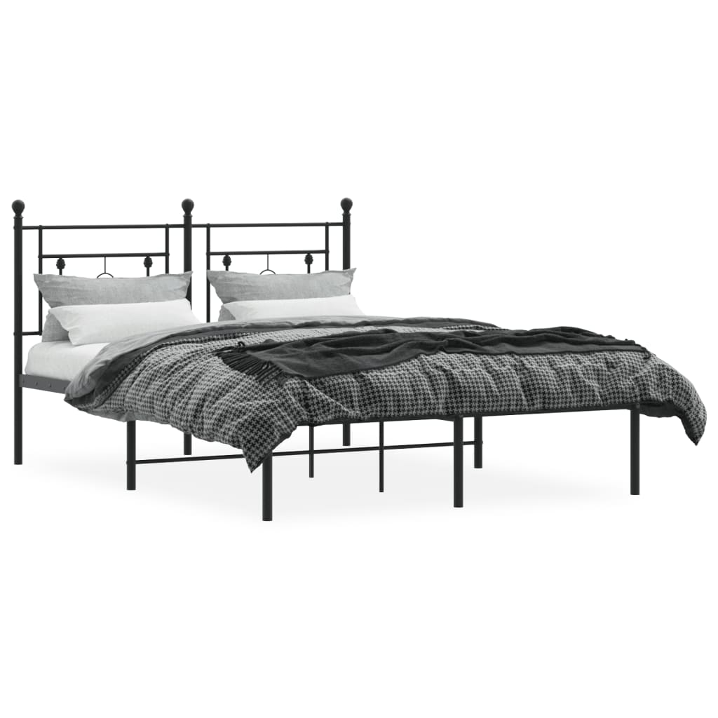 sengeramme med sengegavl 140x190 cm metal sort