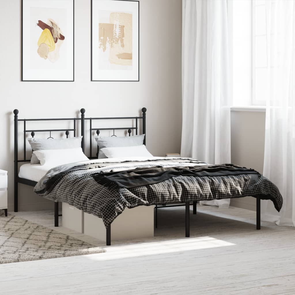 sengeramme med sengegavl 140x190 cm metal sort
