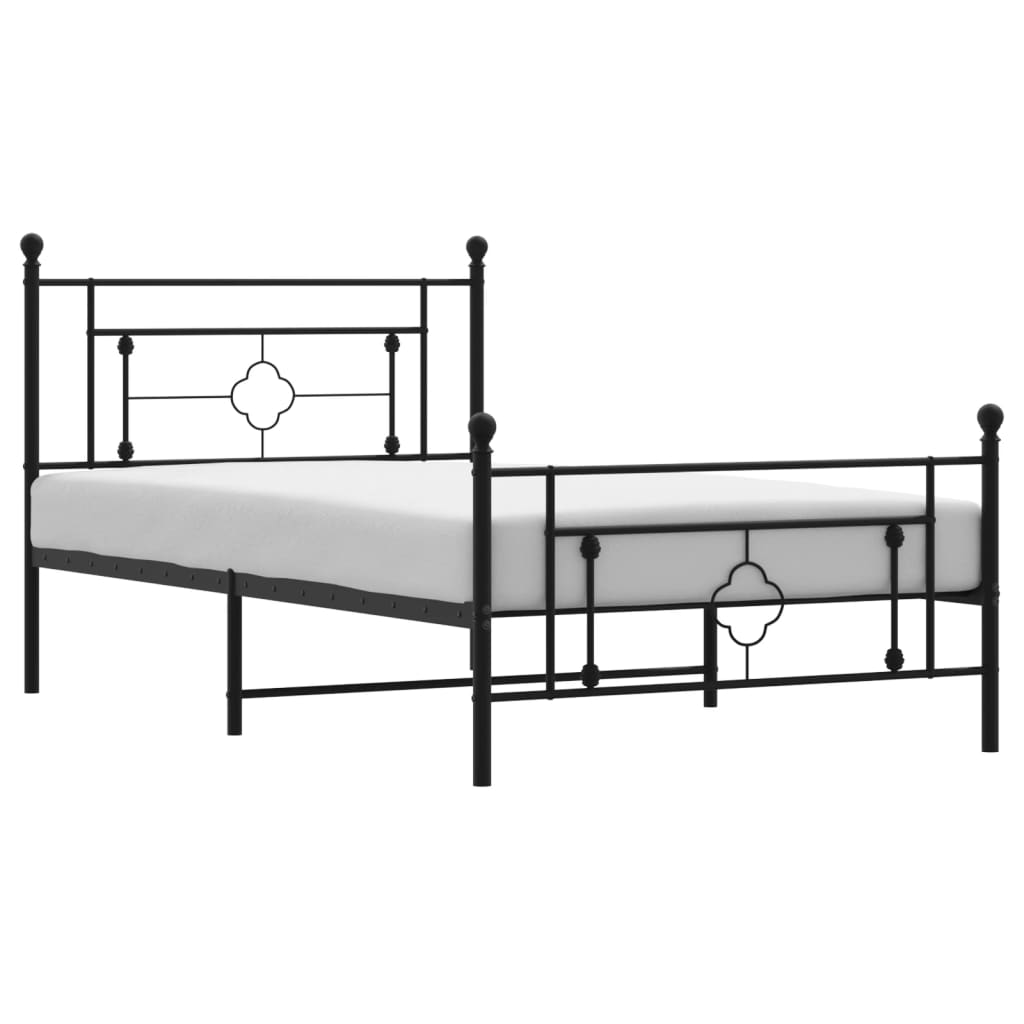 sengeramme med sengegavl og fodgærde 107x203 cm metal sort
