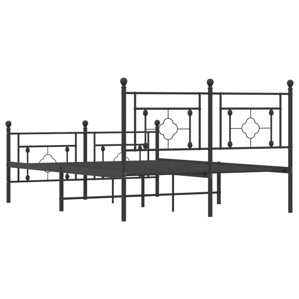 sengeramme med sengegavl og fodgærde 135x190 cm metal sort