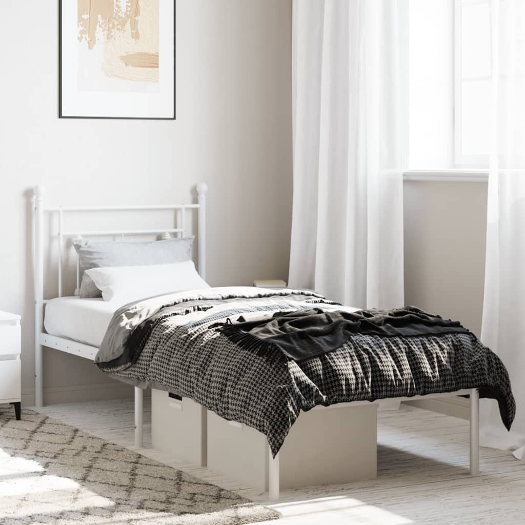 sengeramme med sengegavl 80x200 cm metal hvid