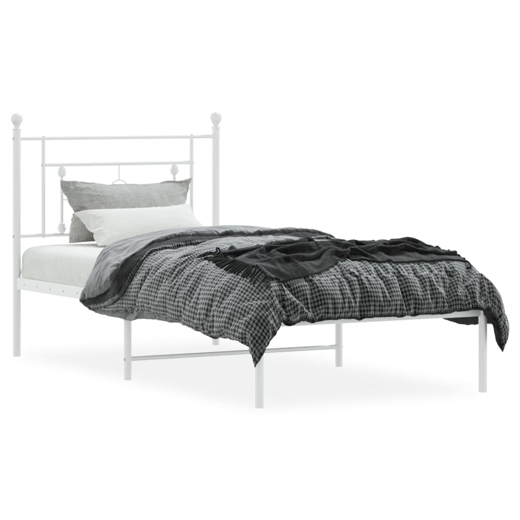 sengeramme med sengegavl 90x200 cm metal hvid