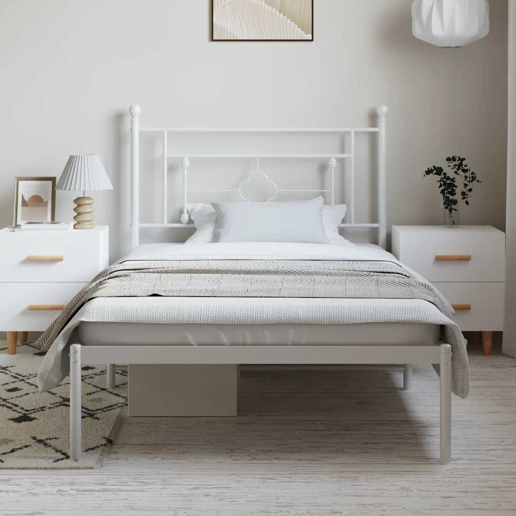 sengeramme med sengegavl 100x200 cm metal hvid