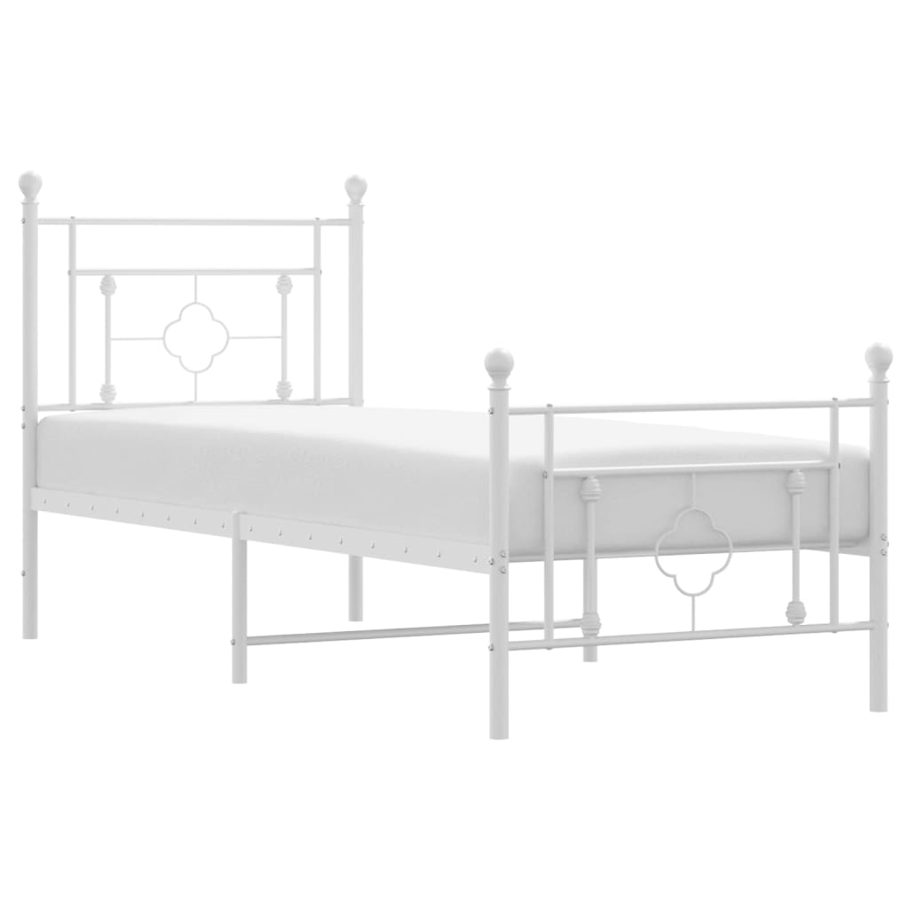 sengeramme med sengegavl og fodgærde 80x200 cm metal hvid
