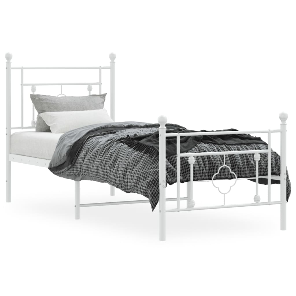 sengeramme med sengegavl og fodgærde 80x200 cm metal hvid