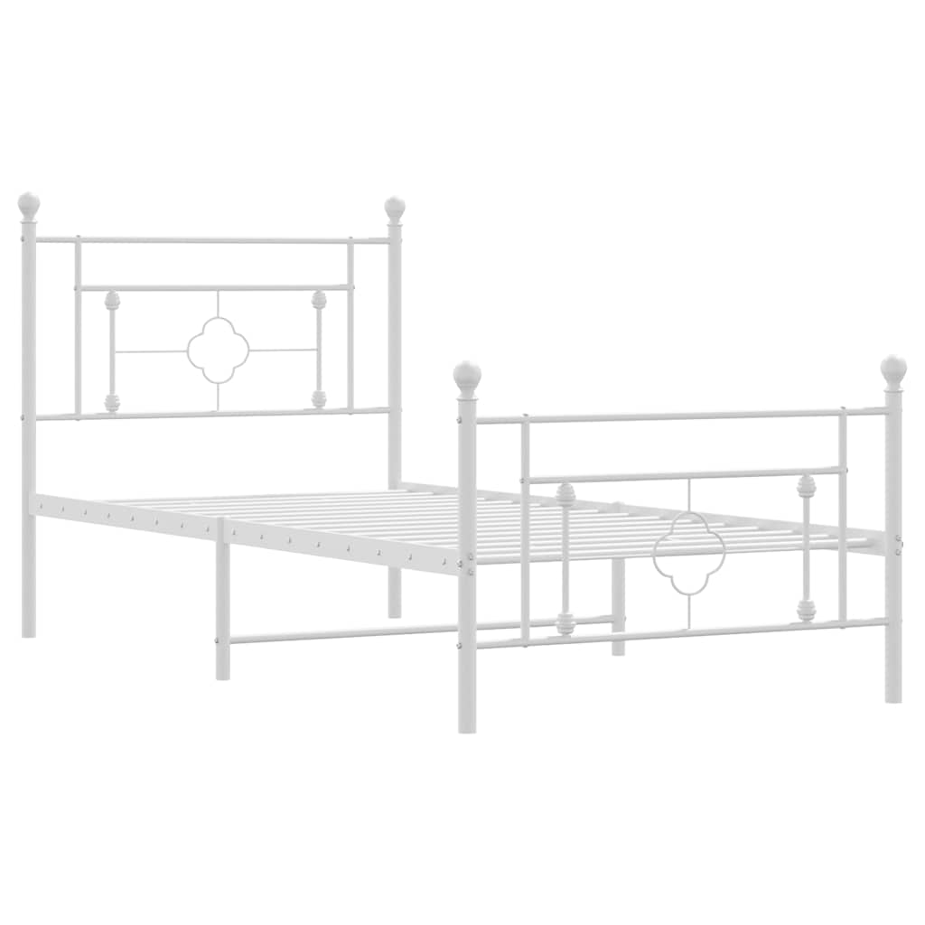 sengeramme med sengegavl og fodgærde 100x200 cm metal hvid
