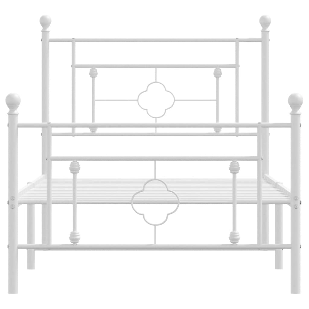 sengeramme med sengegavl og fodgærde 100x200 cm metal hvid