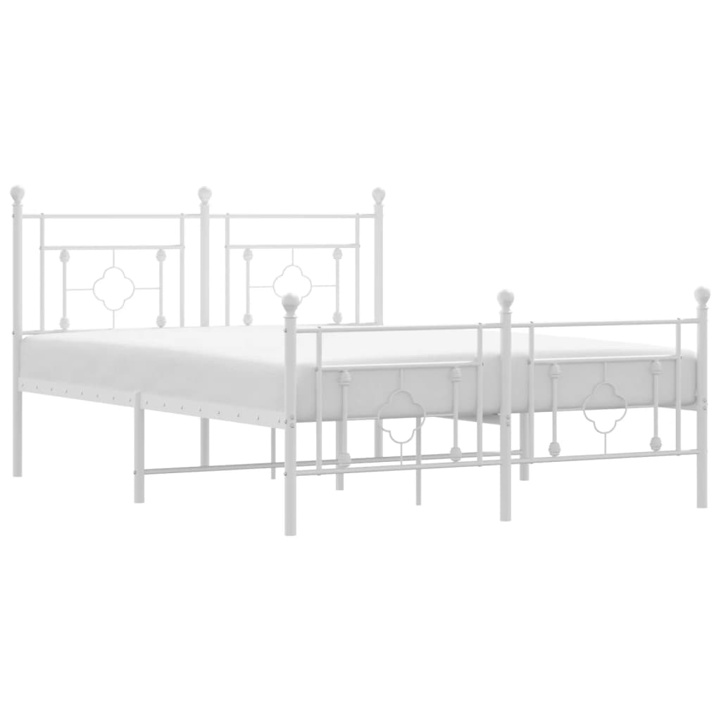 sengeramme med sengegavl og fodgærde 140x190 cm metal hvid