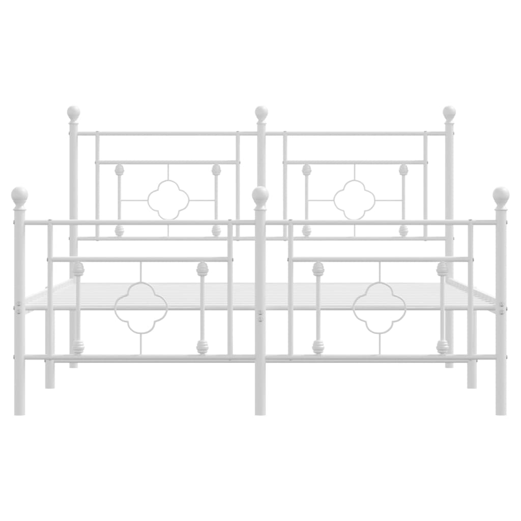 sengeramme med sengegavl og fodgærde 140x190 cm metal hvid