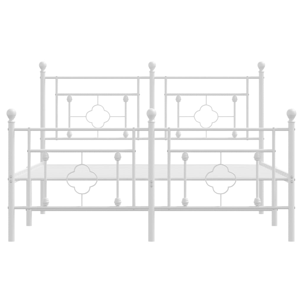 sengeramme med sengegavl og fodgærde 140x200 cm metal hvid