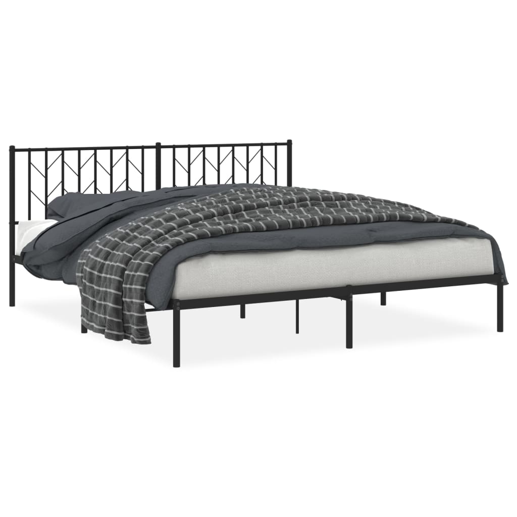 sengeramme med sengegavl 180x200 cm metal sort
