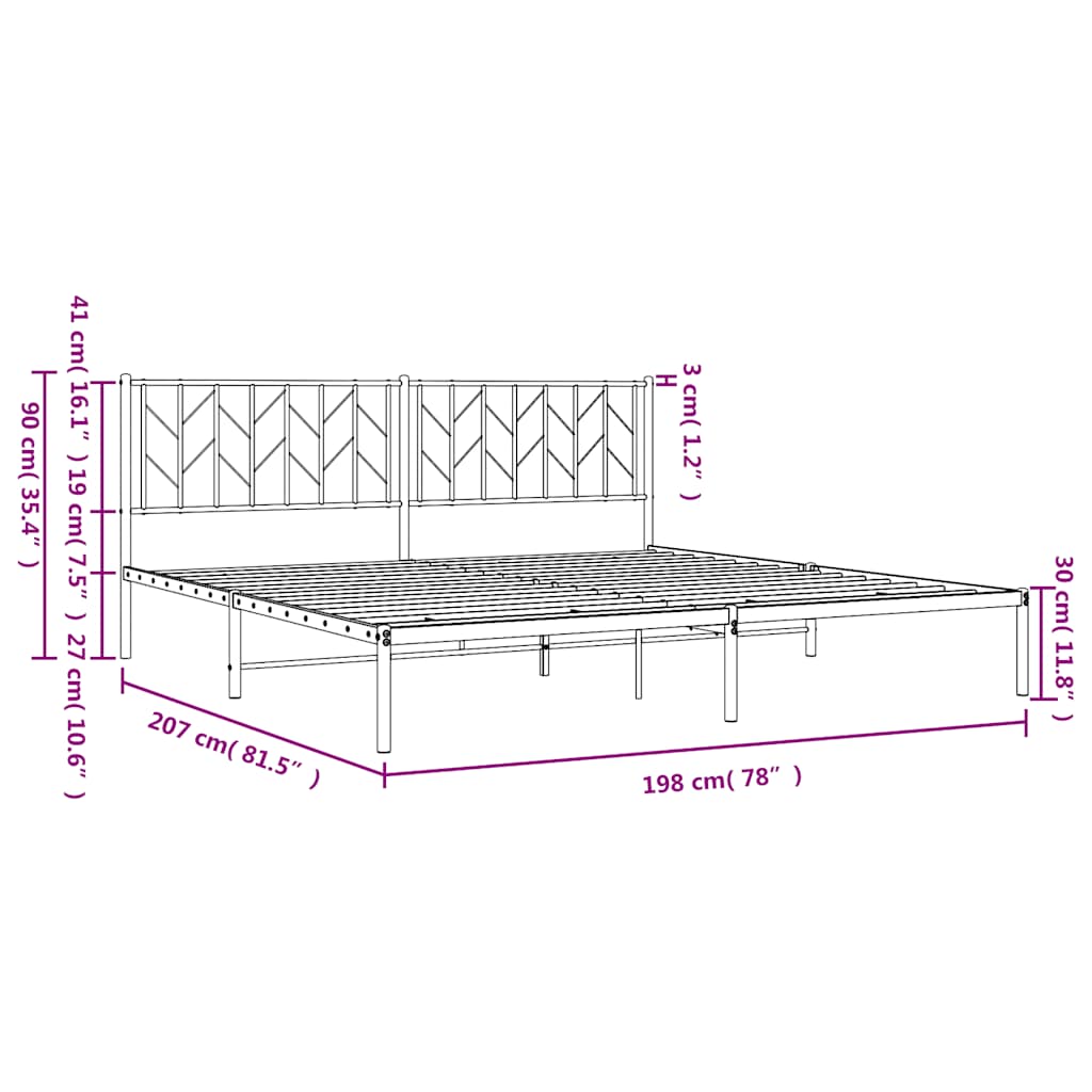 sengeramme med sengegavl 193x203 cm metal sort