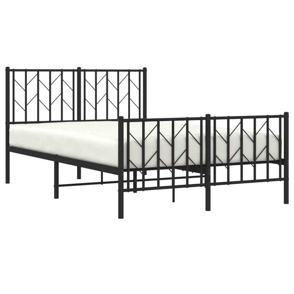 sengeramme med sengegavl og fodgærde 120x200 cm metal sort