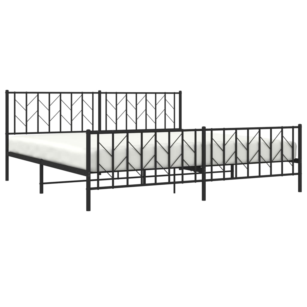 sengeramme med sengegavl og fodgærde 200x200 cm metal sort