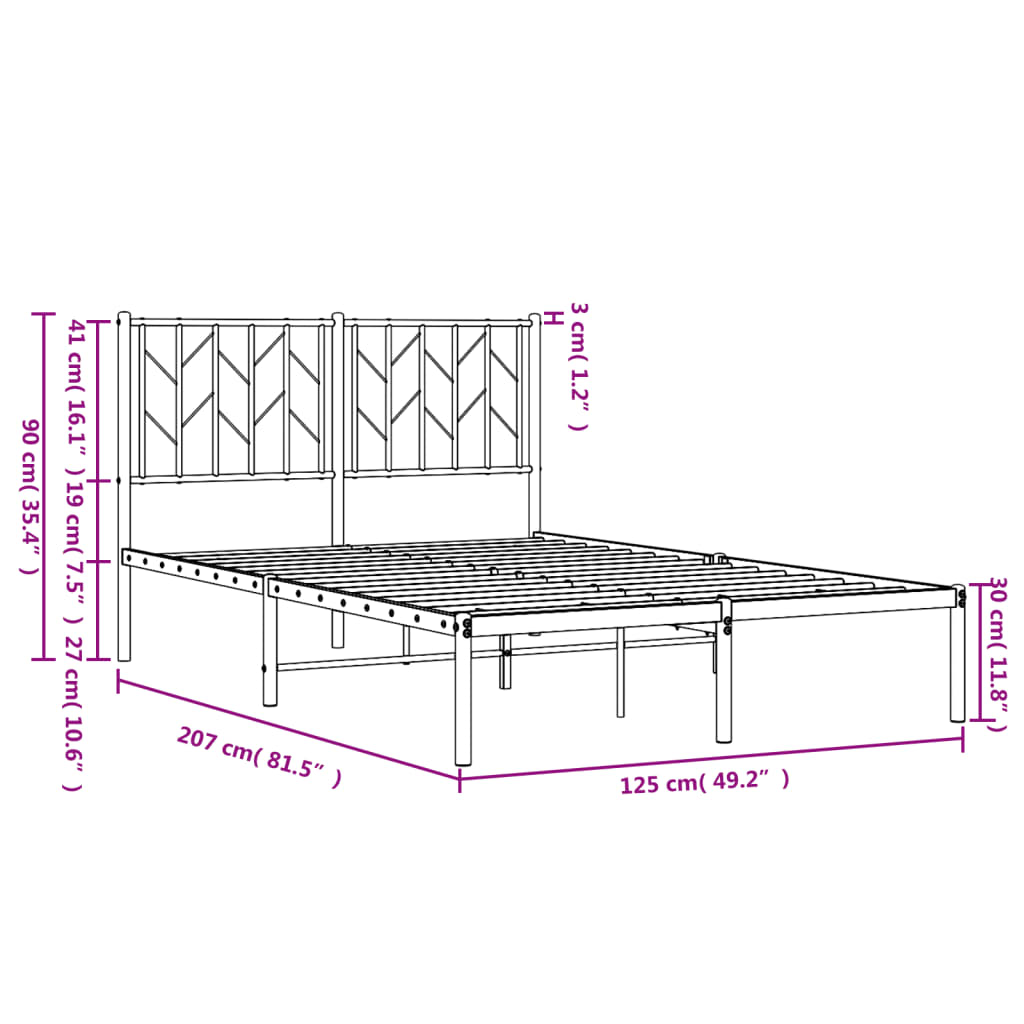 sengeramme med sengegavl 120x200 cm metal hvid