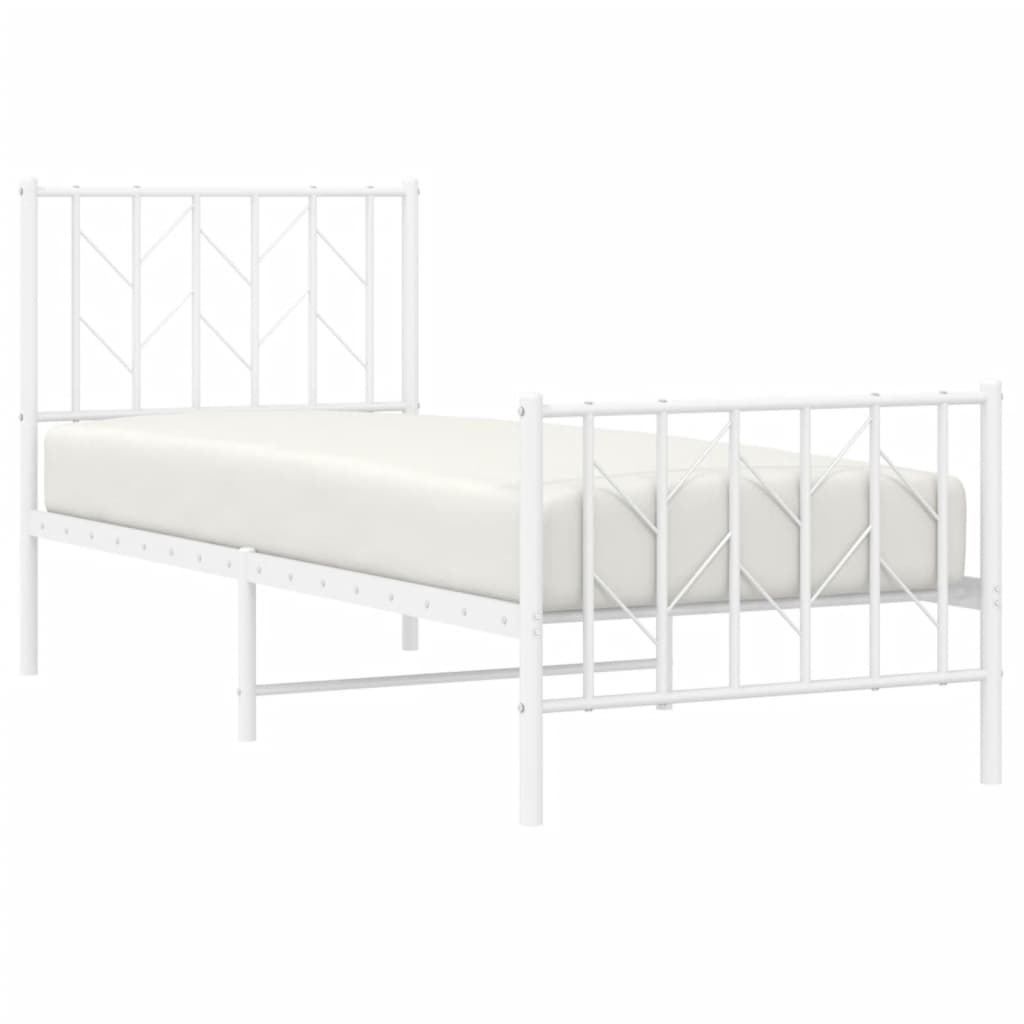 sengeramme med sengegavl og fodgærde 75x190 cm metal hvid