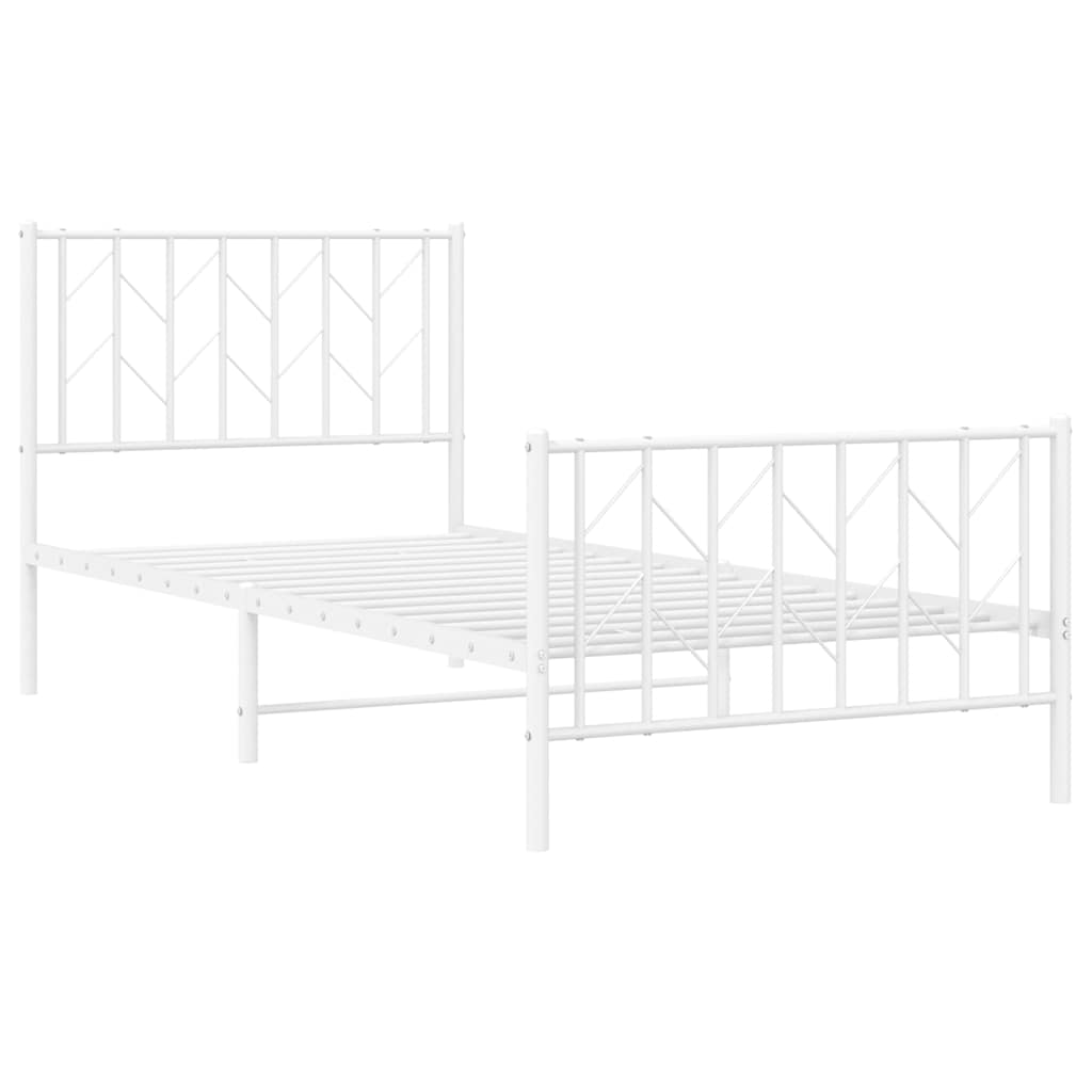 sengeramme med sengegavl og fodgærde 90x200 cm metal hvid