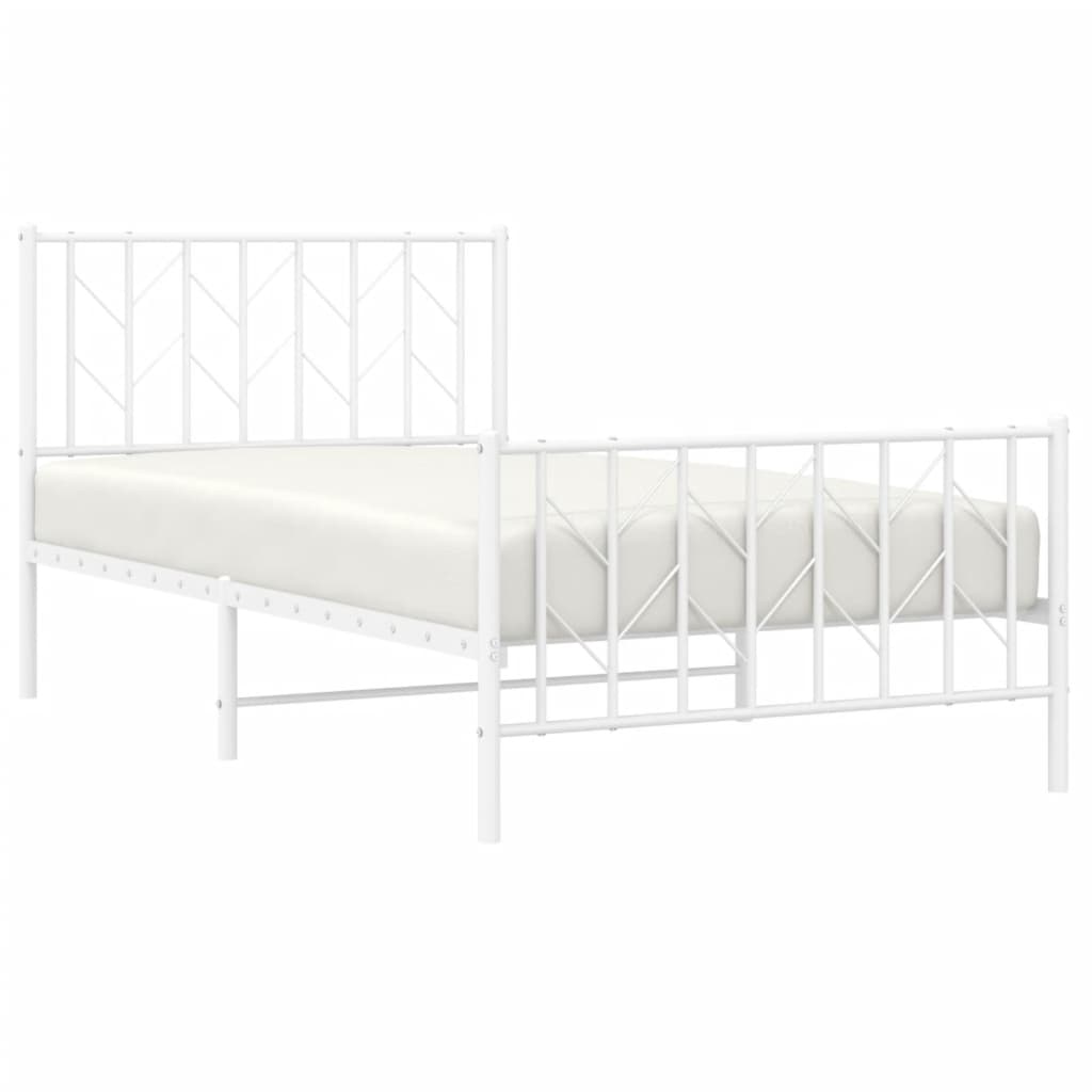 sengeramme med sengegavl og fodgærde 100x190 cm metal hvid