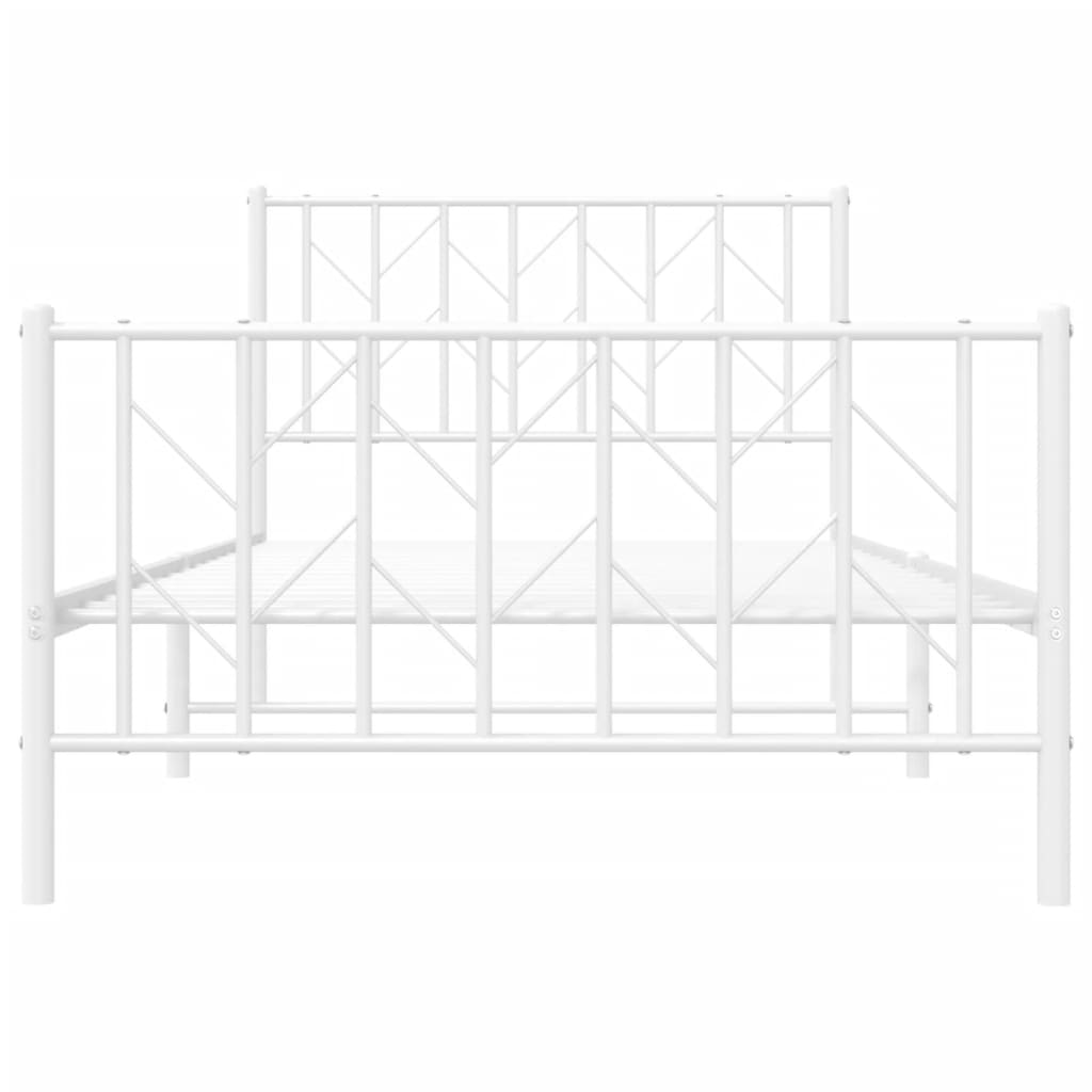 sengeramme med sengegavl og fodgærde 100x190 cm metal hvid