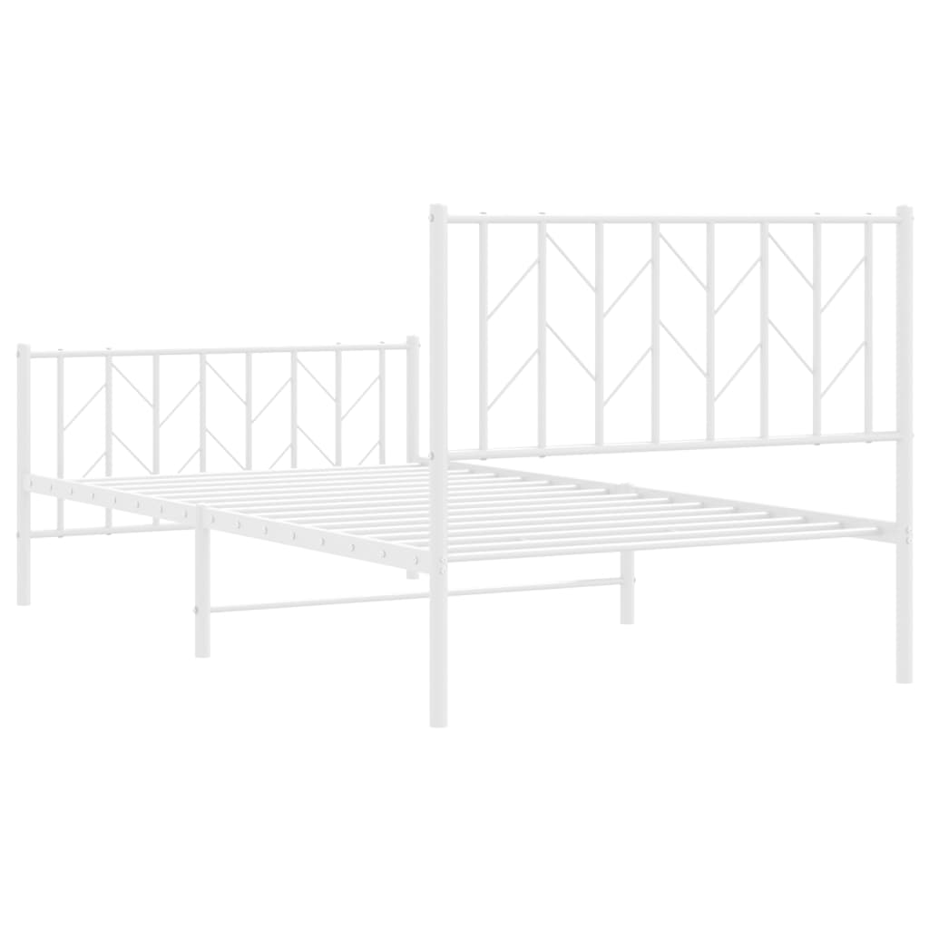 sengeramme med sengegavl og fodgærde 100x190 cm metal hvid