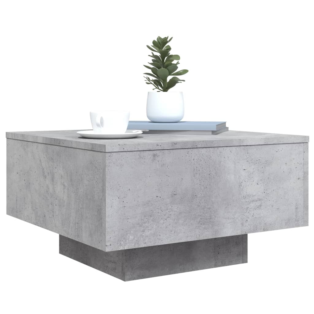 sofabord med LED-lys 55x55x31 cm betongrå