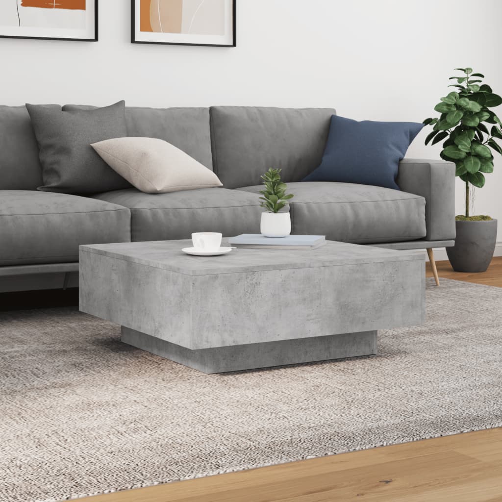 sofabord 80x80x31 cm konstrueret træ betongrå