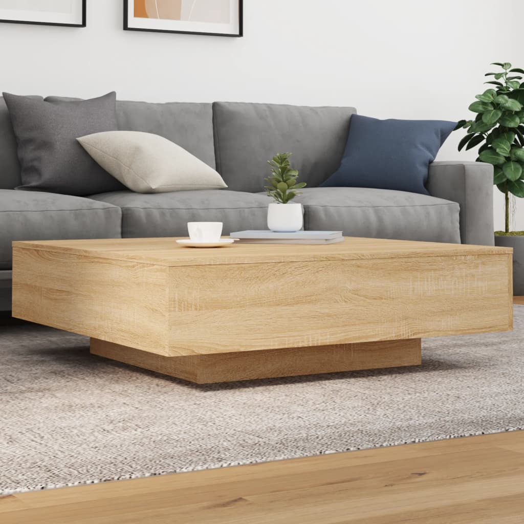 sofabord 100x100x31 cm konstrueret træ sonoma-eg