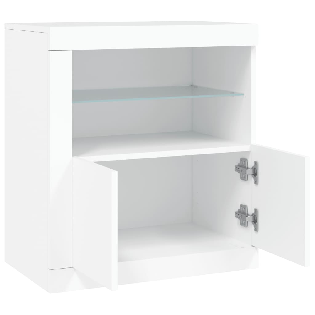 skænk med LED-lys 60,5x37x67 cm hvid