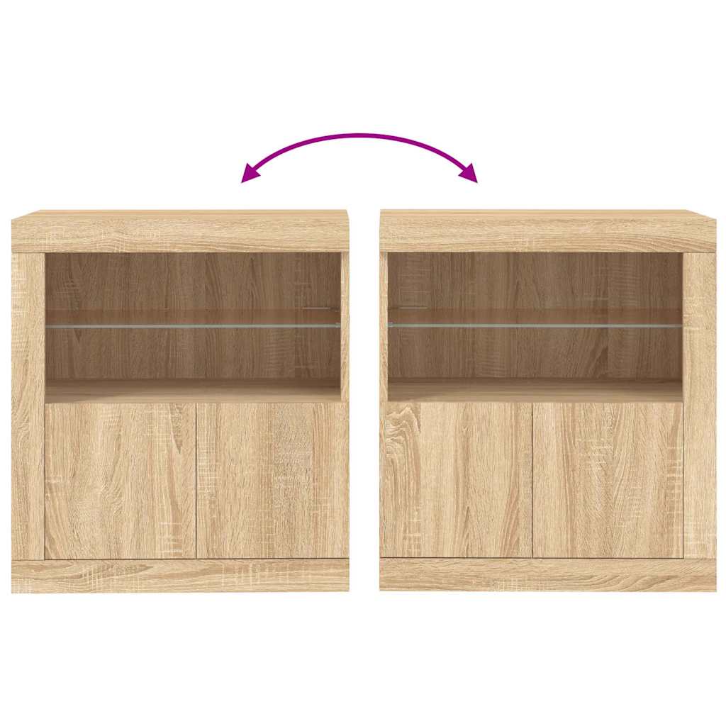 skænk med LED-lys 60,5x37x67 cm sonoma-eg