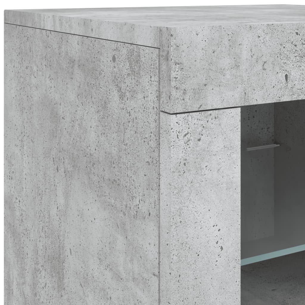 skænk med LED-lys 60,5x37x67 cm betongrå