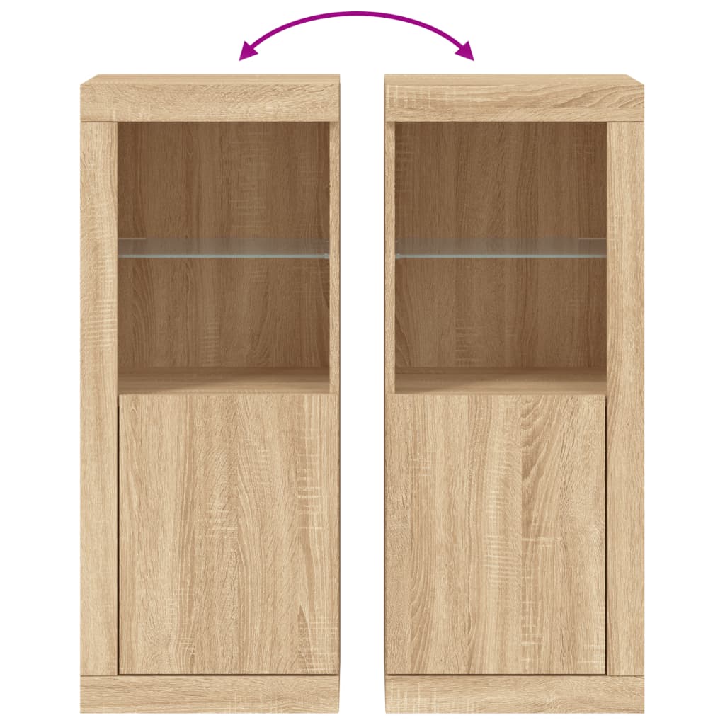 skænk med LED-lys 41x37x100 cm sonoma-eg