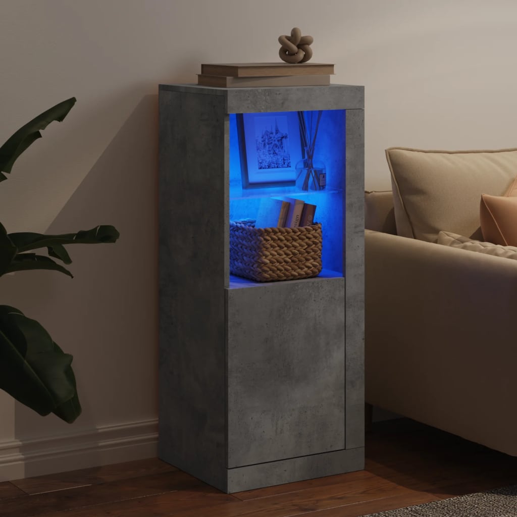 skænk med LED-lys 41x37x100 cm betongrå