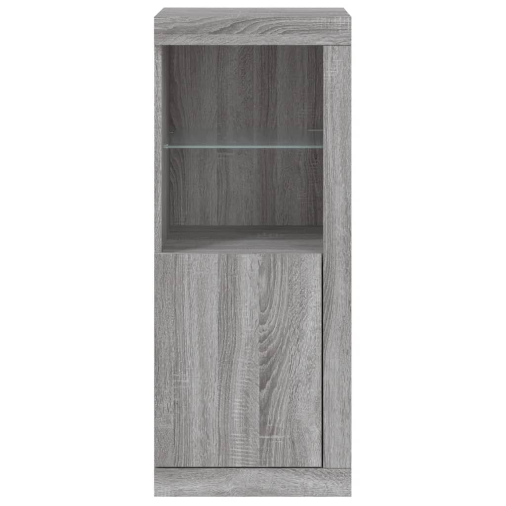 skænk med LED-lys 41x37x100 cm grå sonoma-eg