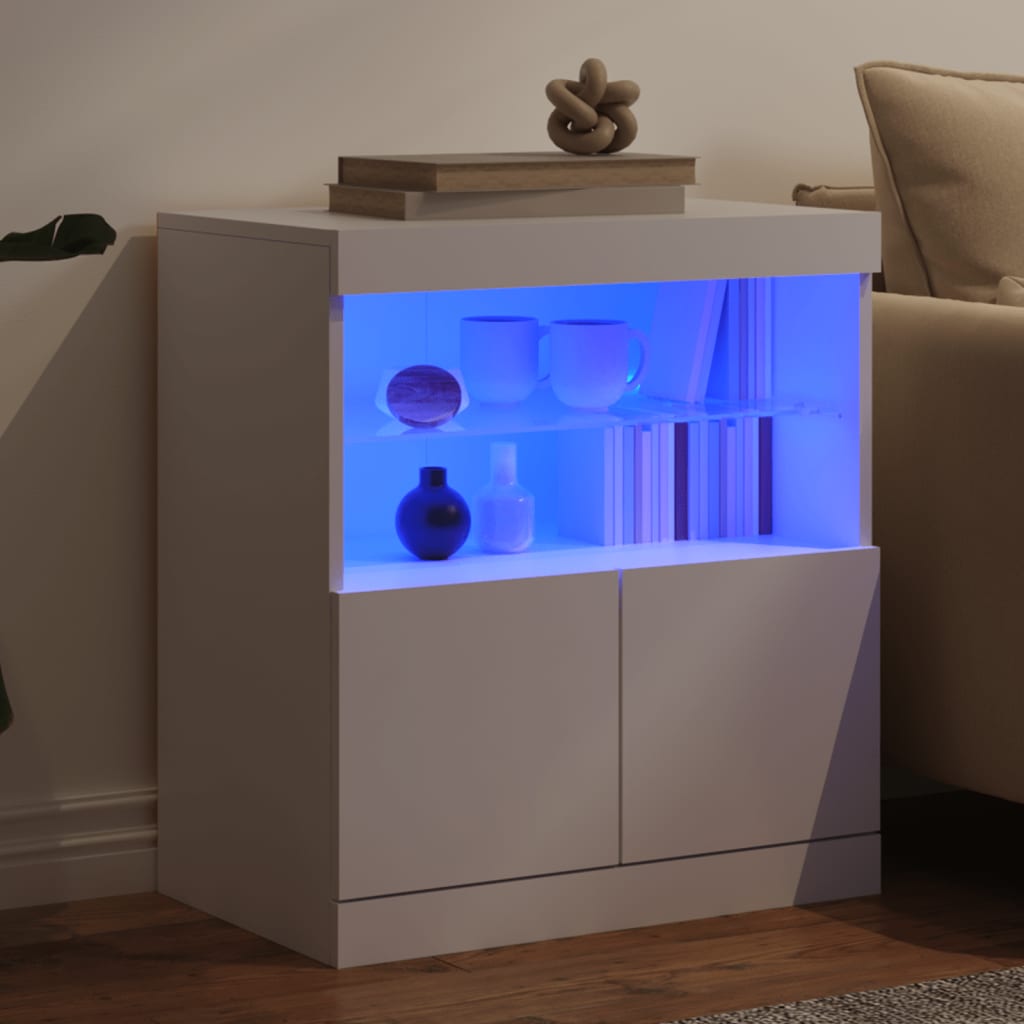 skænk med LED-lys 60x37x67 cm hvid