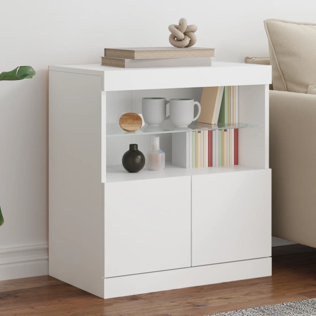 skænk med LED-lys 60x37x67 cm hvid