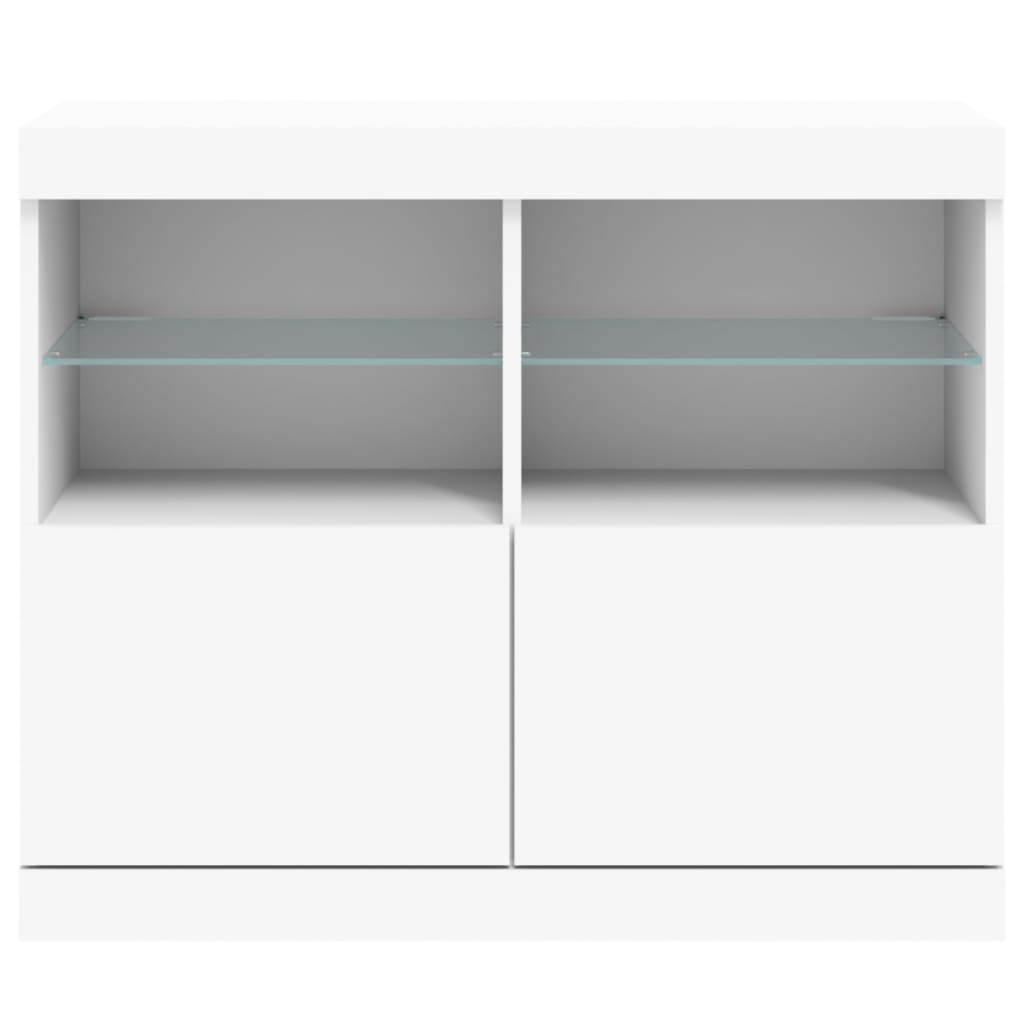 skænk med LED-lys 81x37x67 cm hvid
