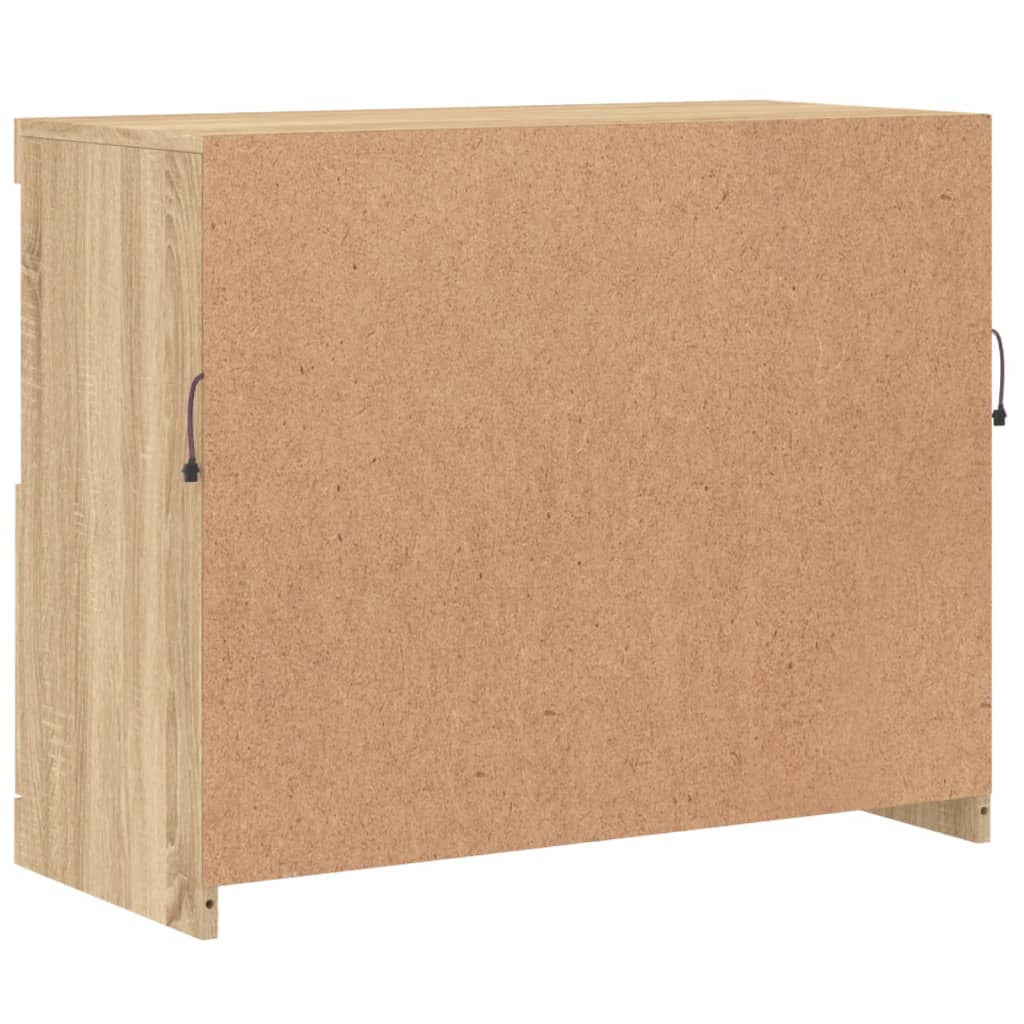 skænk med LED-lys 81x37x67 cm sonoma-eg