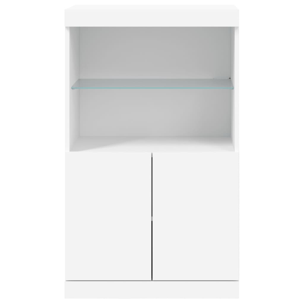 skænk med LED-lys 60,5x37x100 cm hvid