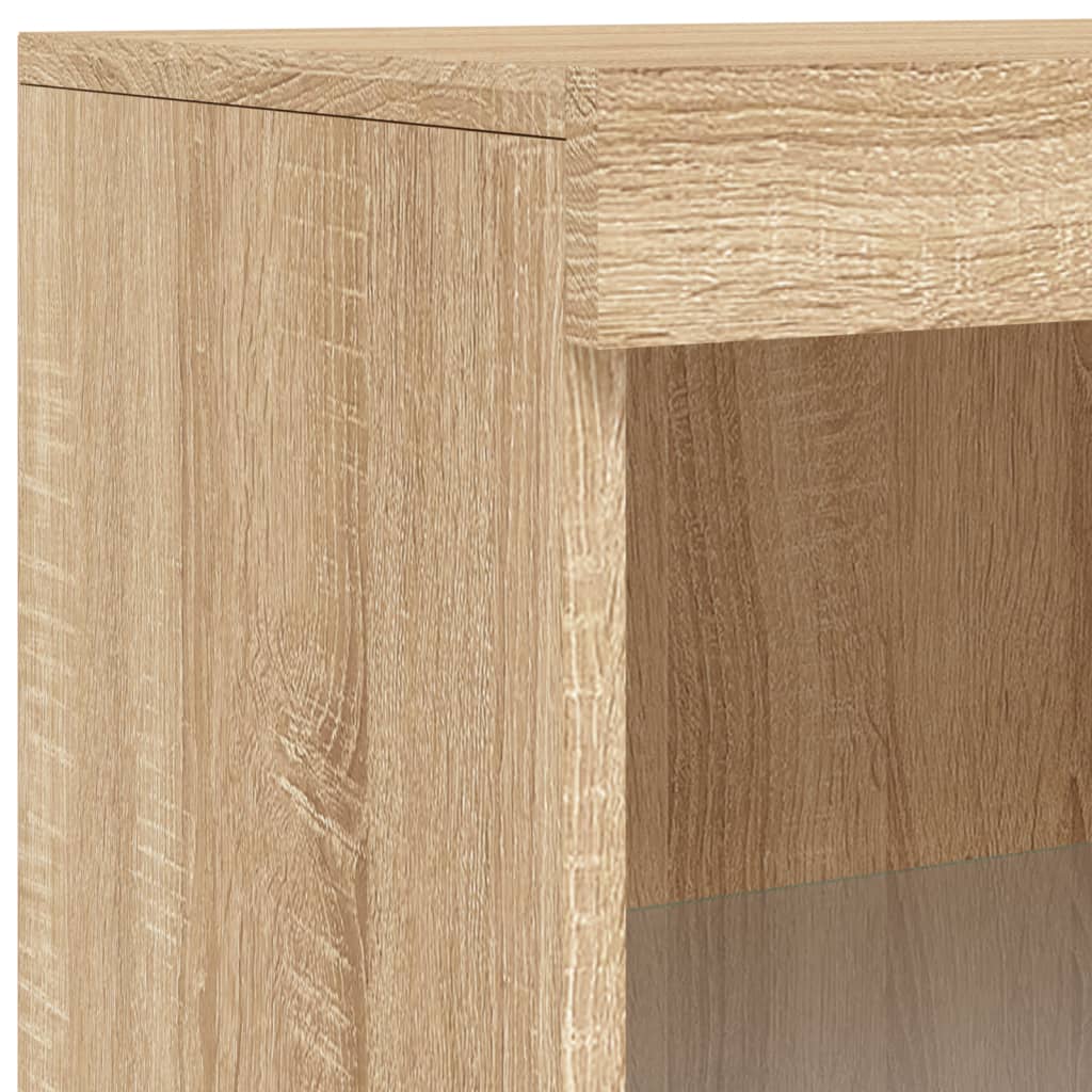skænk med LED-lys 60,5x37x100 cm sonoma-eg