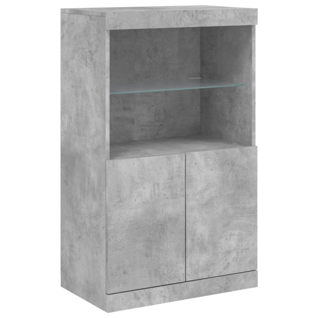 skænk med LED-lys 60,5x37x100 cm betongrå