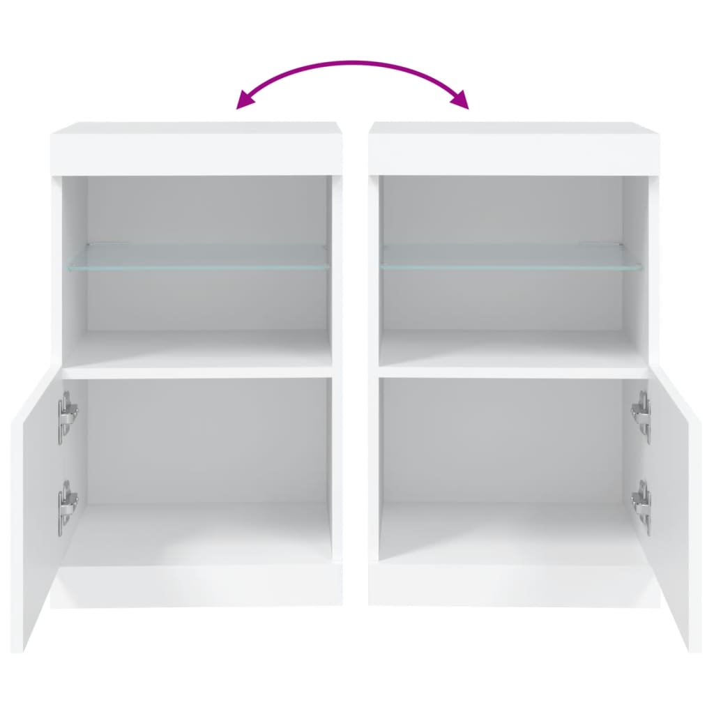 skænk med LED-lys 41x37x67 cm hvid
