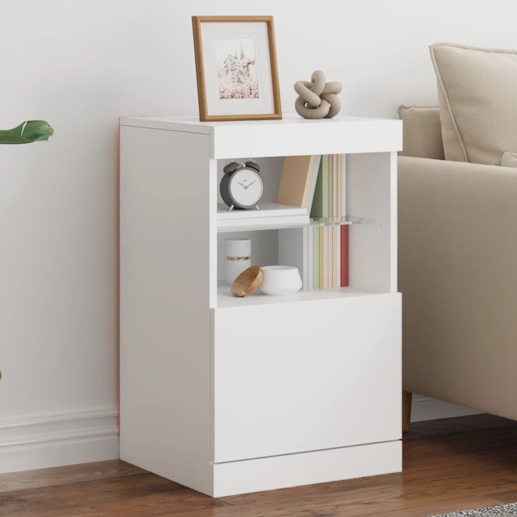 skænk med LED-lys 41x37x67 cm hvid