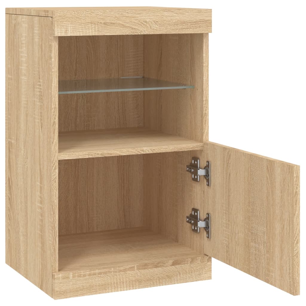 skænk med LED-lys 41x37x67 cm sonoma-eg
