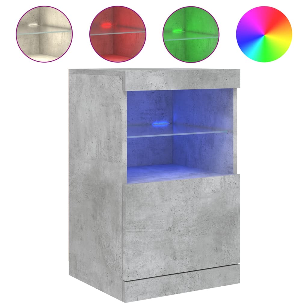 skænk med LED-lys 41x37x67 cm betongrå