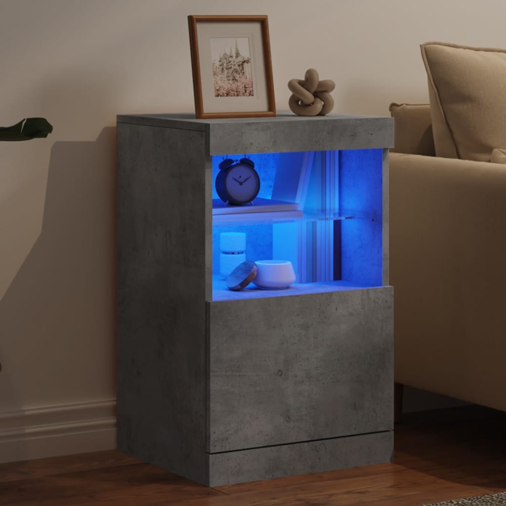 skænk med LED-lys 41x37x67 cm betongrå