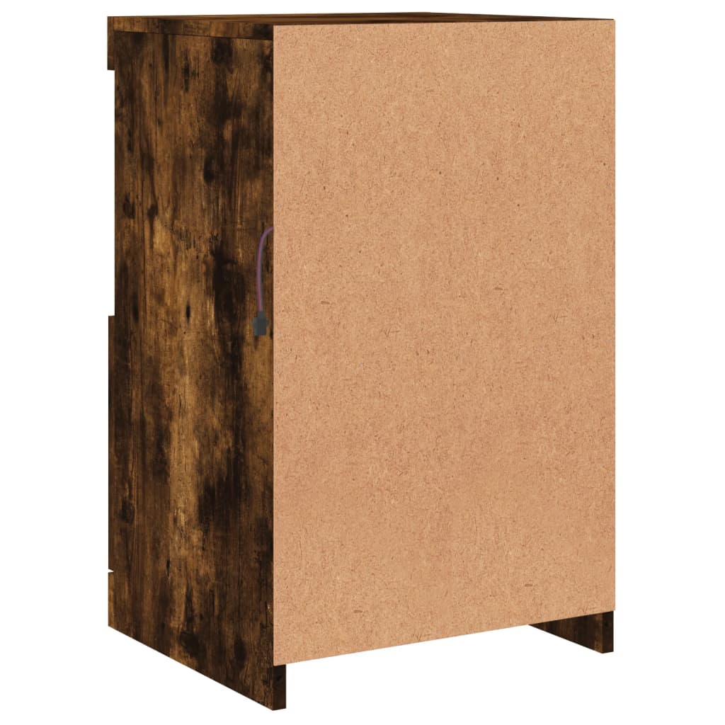 skænk med LED-lys 41x37x67 cm røget egetræsfarve